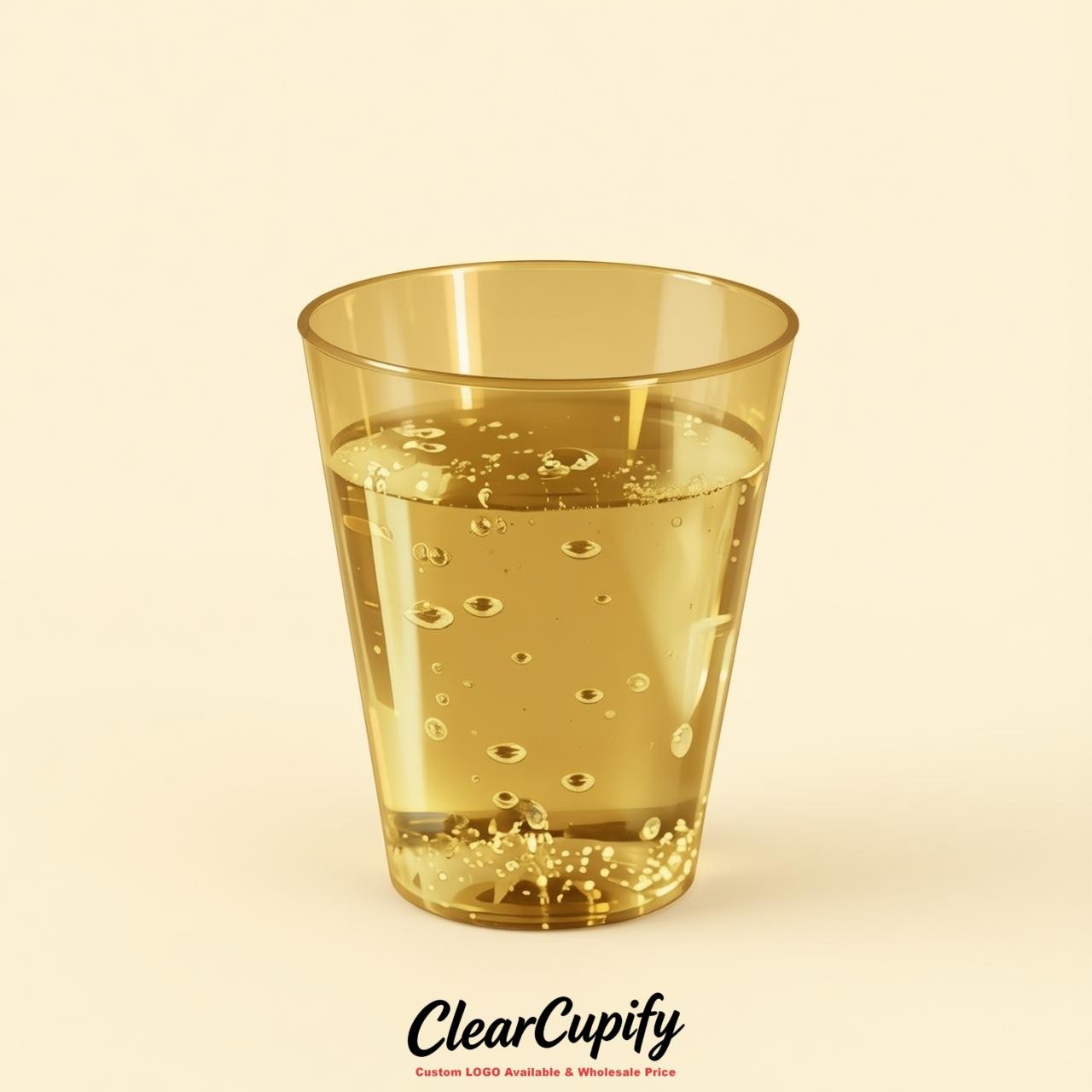 Gold Clear Plastic Shot Glasses - 1.5oz & 2oz (45ml & 60ml)