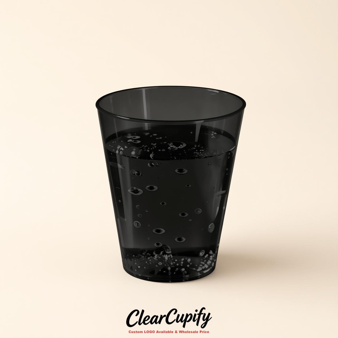 Jet Black Clear Plastic Shot Glasses - 1.5oz & 2oz (45ml & 60ml)
