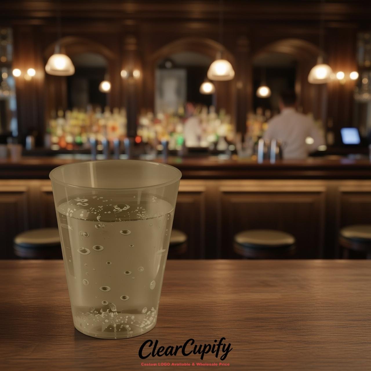 Khaki Clear Plastic Shot Glasses - 1.5oz & 2oz (45ml & 60ml)