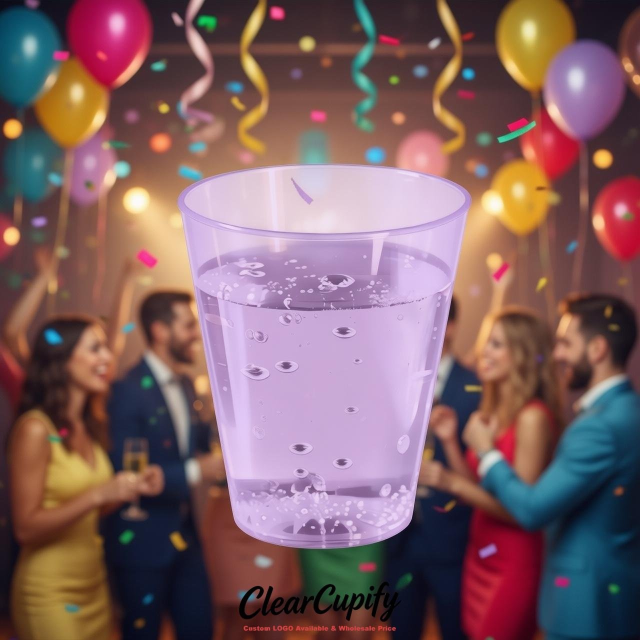 Lavender Clear Plastic Shot Glasses - 1.5oz & 2oz (45ml & 60ml)