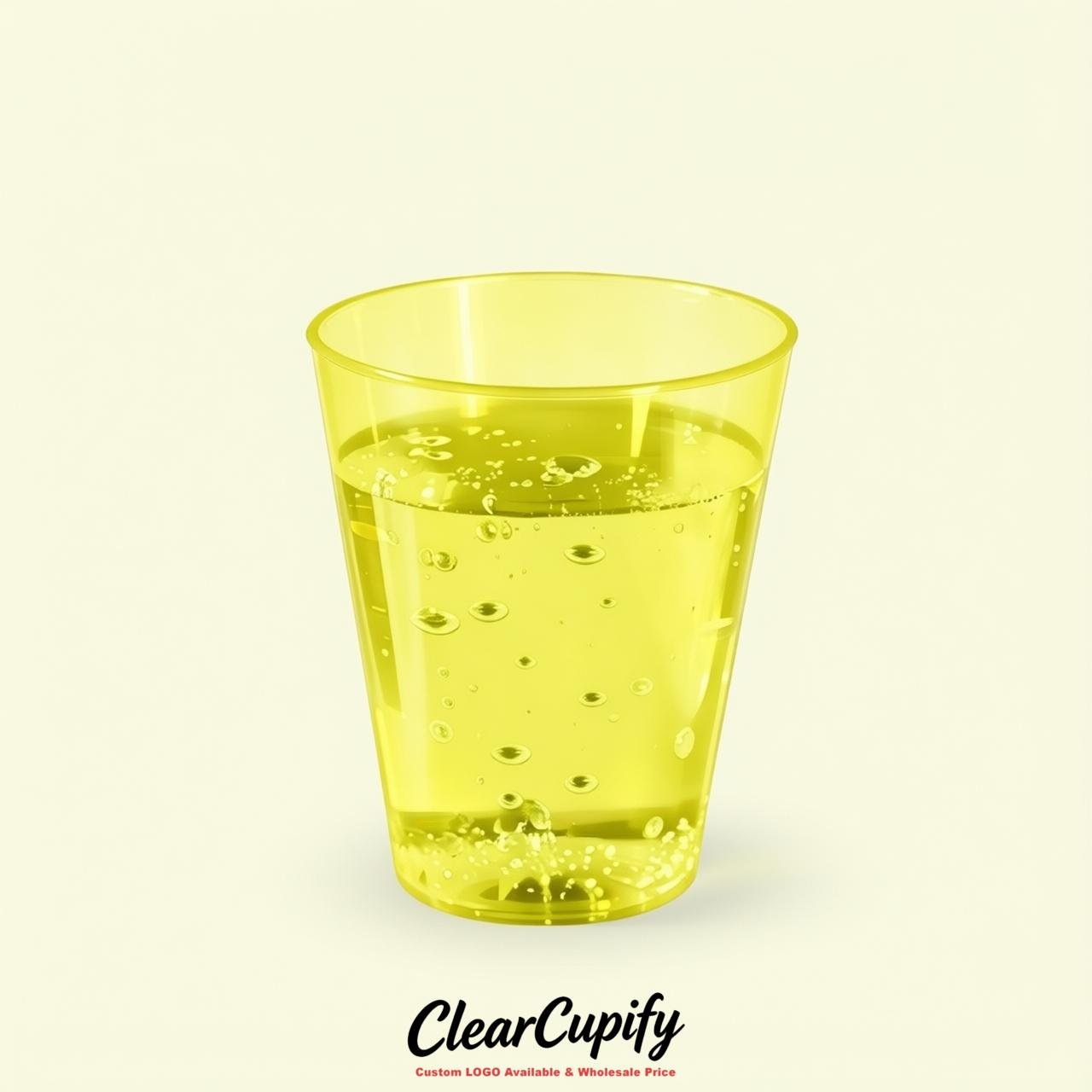 Lemon Yellow Clear Plastic Shot Glasses - 1.5oz & 2oz (45ml & 60ml)
