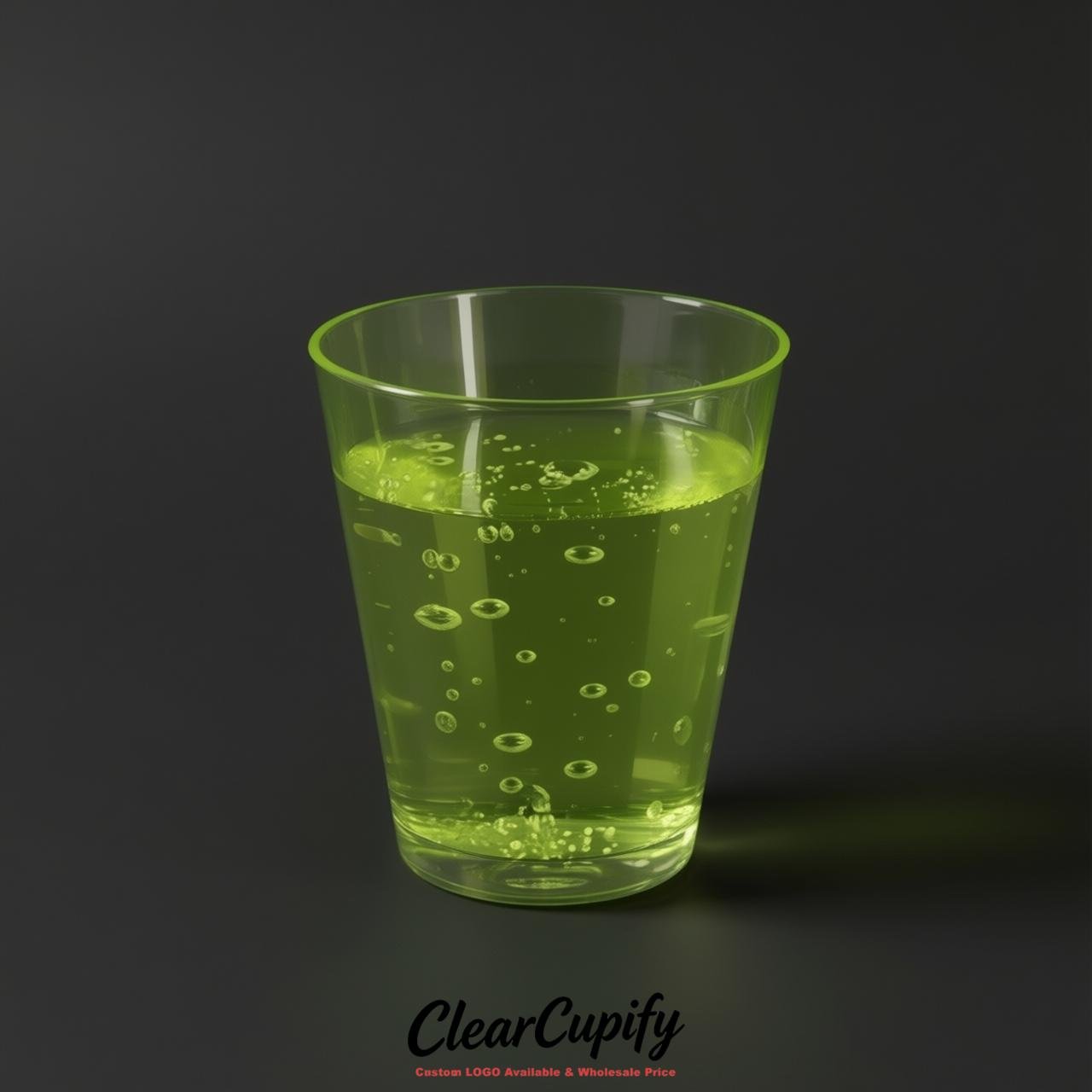 Lime Green Clear Plastic Shot Glasses - 1.5oz & 2oz (45ml & 60ml)