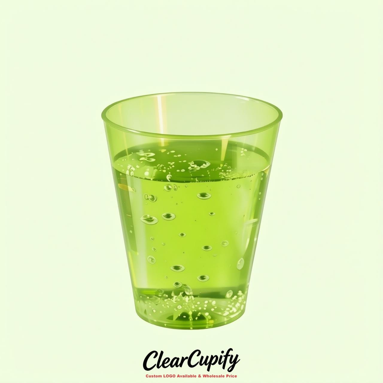 Lime Green Clear Plastic Shot Glasses - 1.5oz & 2oz (45ml & 60ml)