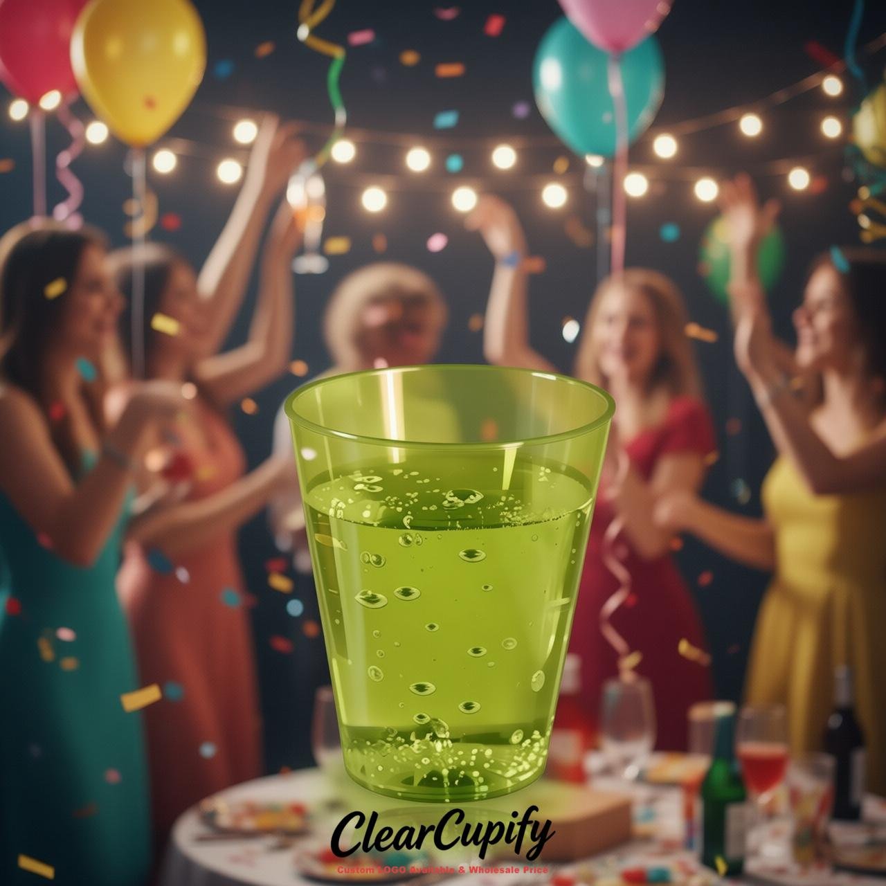 Lime Green Clear Plastic Shot Glasses - 1.5oz & 2oz (45ml & 60ml)