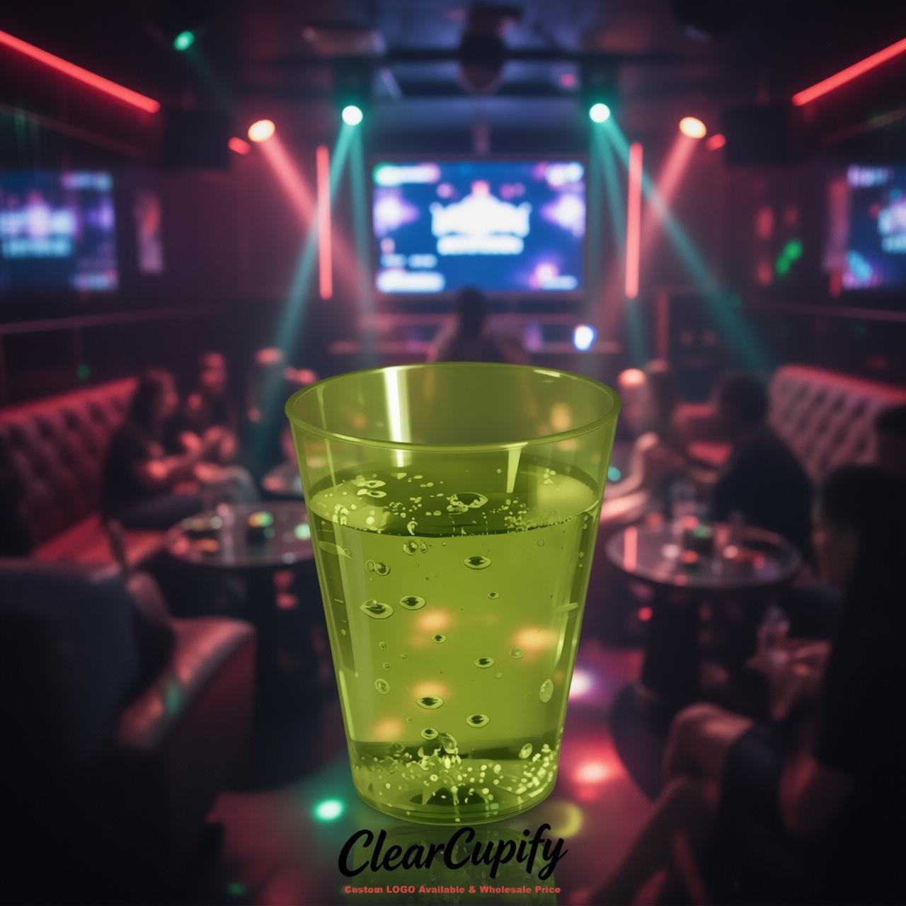 Lime Green Clear Plastic Shot Glasses - 1.5oz & 2oz (45ml & 60ml)