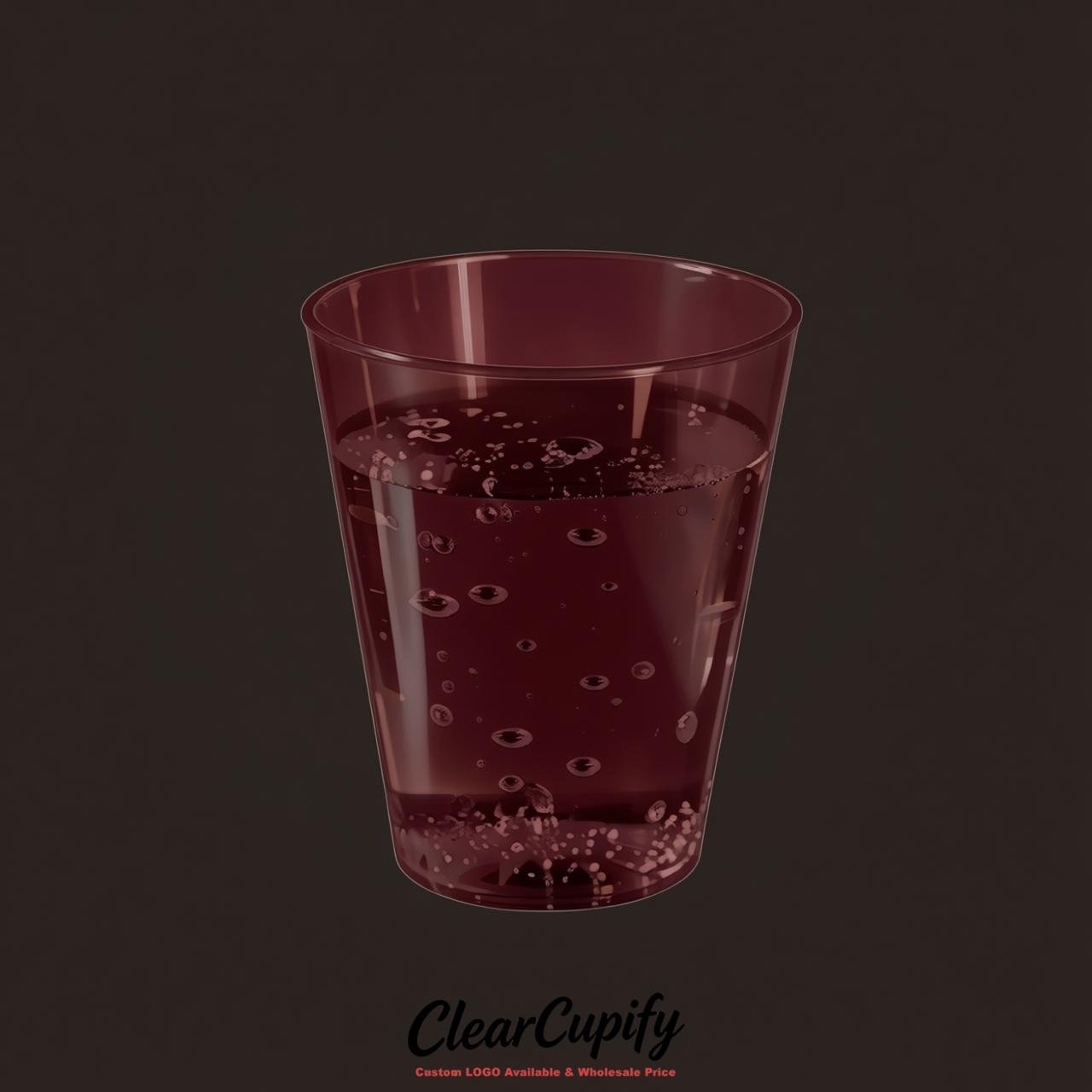 Maroon Clear Plastic Shot Glasses - 1.5oz & 2oz (45ml & 60ml)