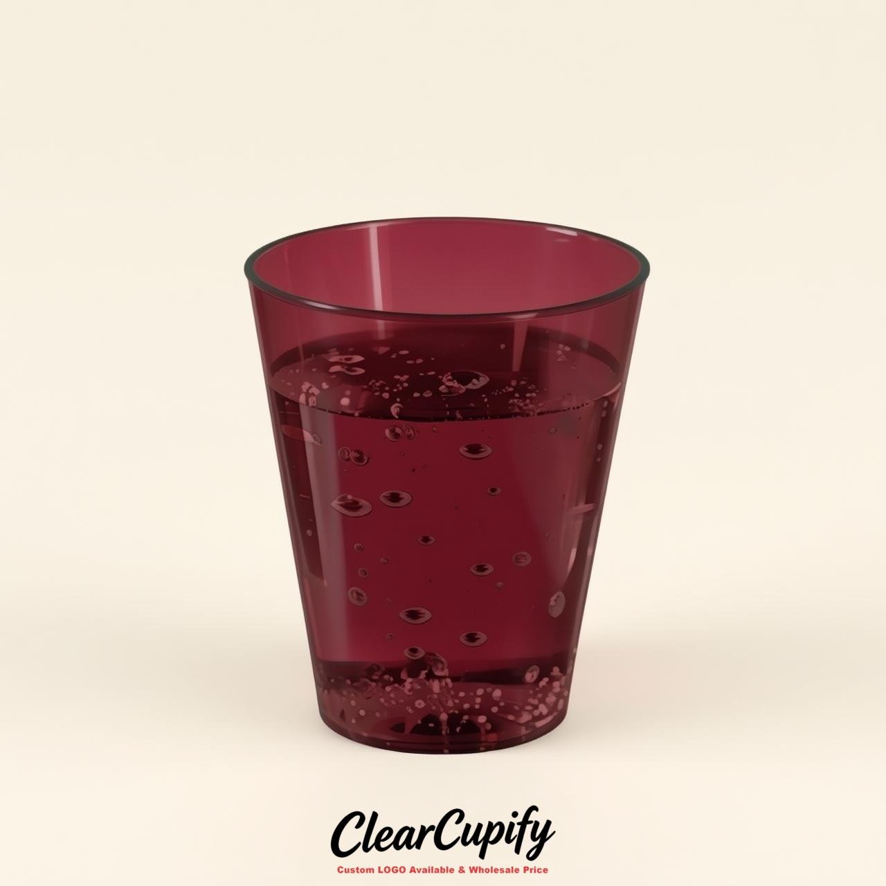 Maroon Clear Plastic Shot Glasses - 1.5oz & 2oz (45ml & 60ml)