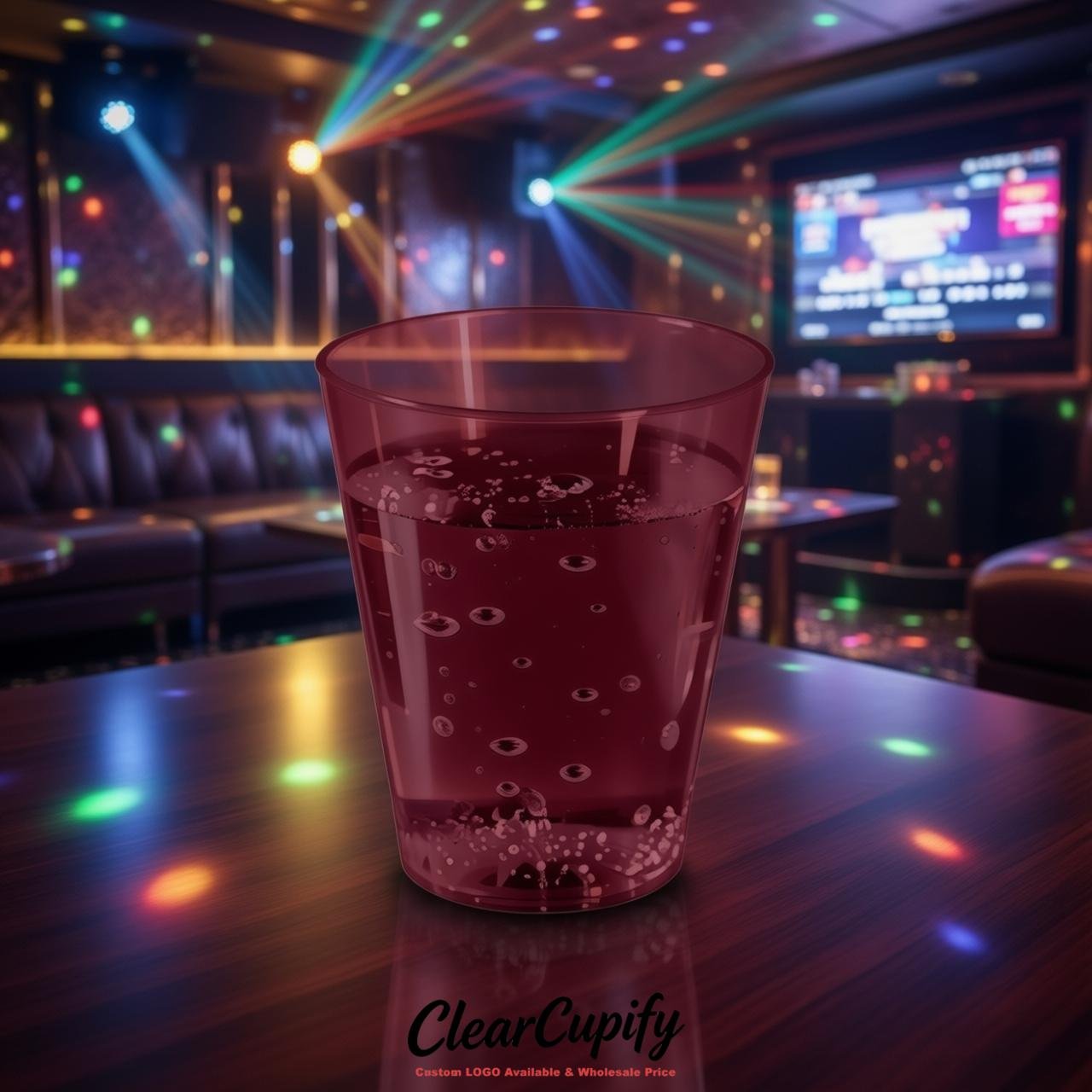 Maroon Clear Plastic Shot Glasses - 1.5oz & 2oz (45ml & 60ml)