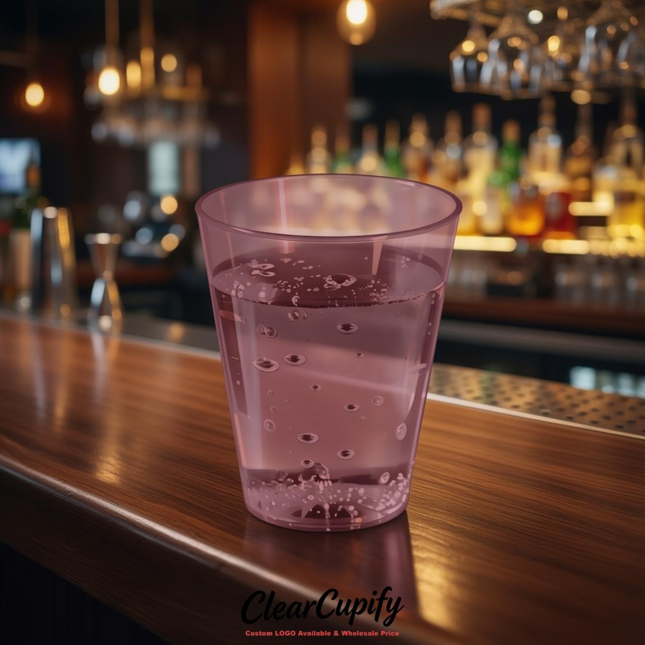 Mauve Clear Plastic Shot Glasses - 1.5oz & 2oz (45ml & 60ml)