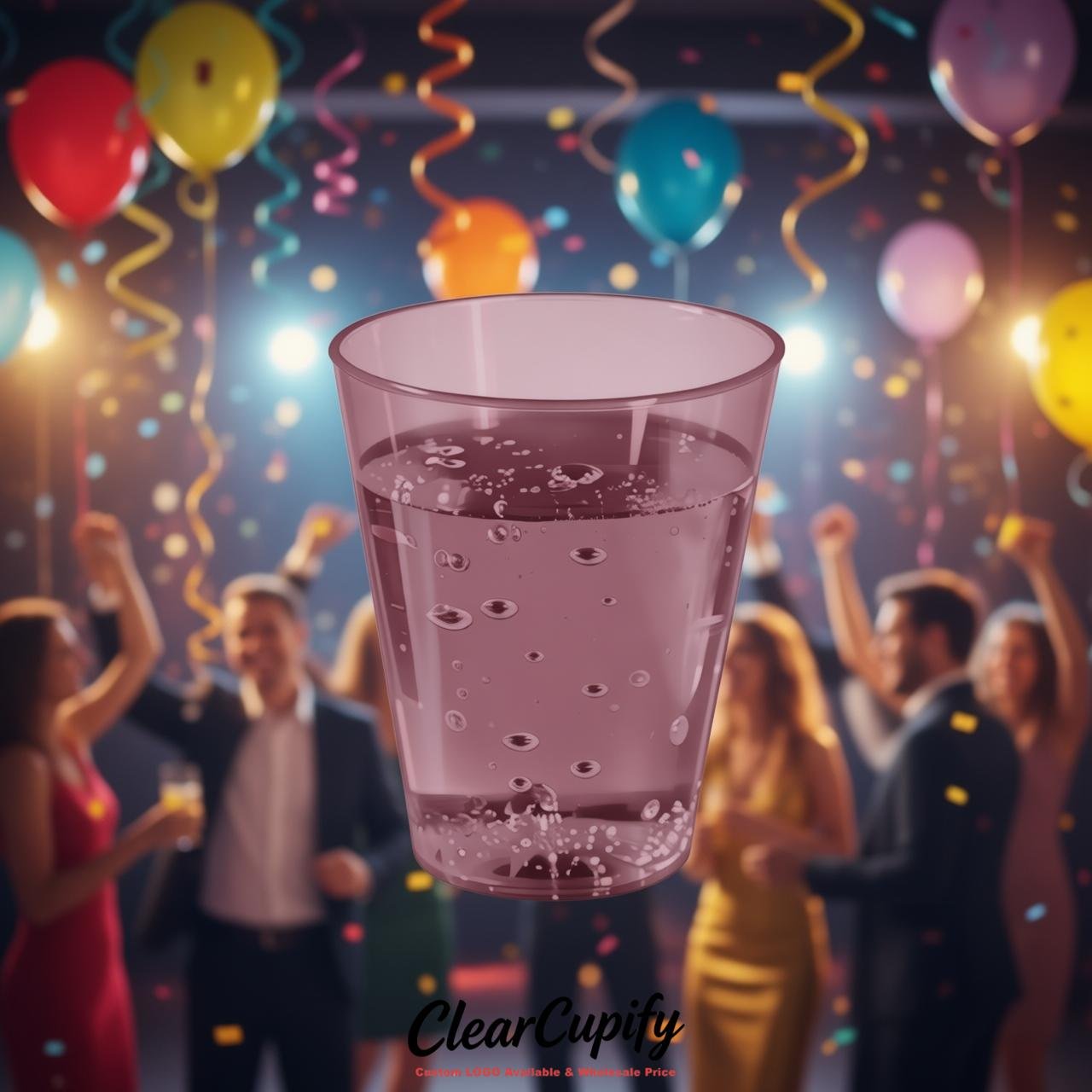 Mauve Clear Plastic Shot Glasses - 1.5oz & 2oz (45ml & 60ml)
