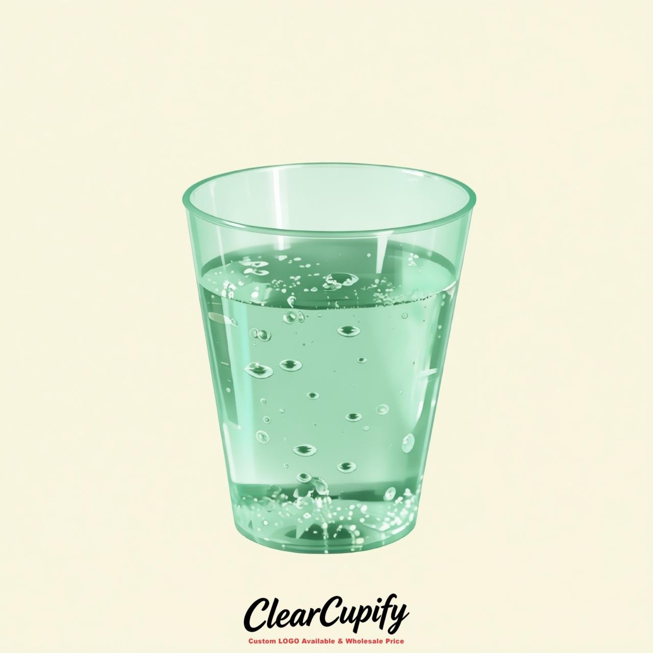 Mint Green Clear Plastic Shot Glasses - 1.5oz & 2oz (45ml & 60ml)