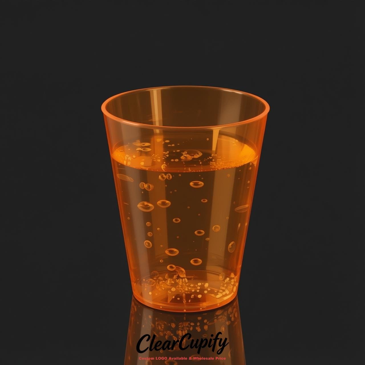 Orange Clear Plastic Shot Glasses - 1.5oz & 2oz (45ml & 60ml)