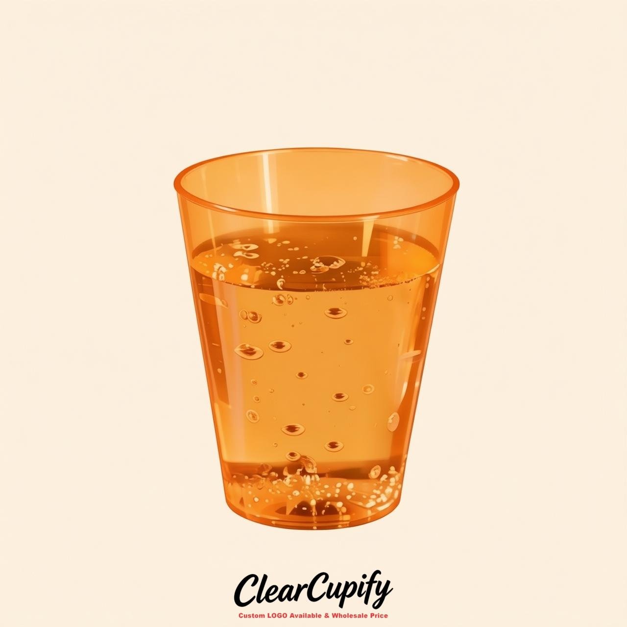 Orange Clear Plastic Shot Glasses - 1.5oz & 2oz (45ml & 60ml)