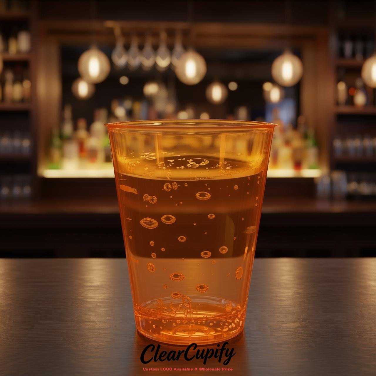 Orange Clear Plastic Shot Glasses - 1.5oz & 2oz (45ml & 60ml)