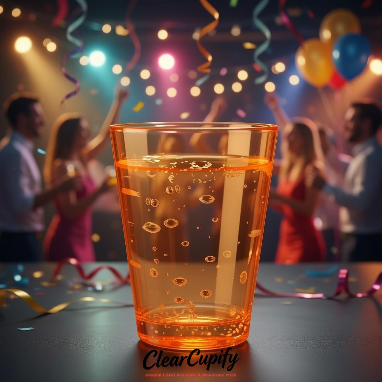 Orange Clear Plastic Shot Glasses - 1.5oz & 2oz (45ml & 60ml)