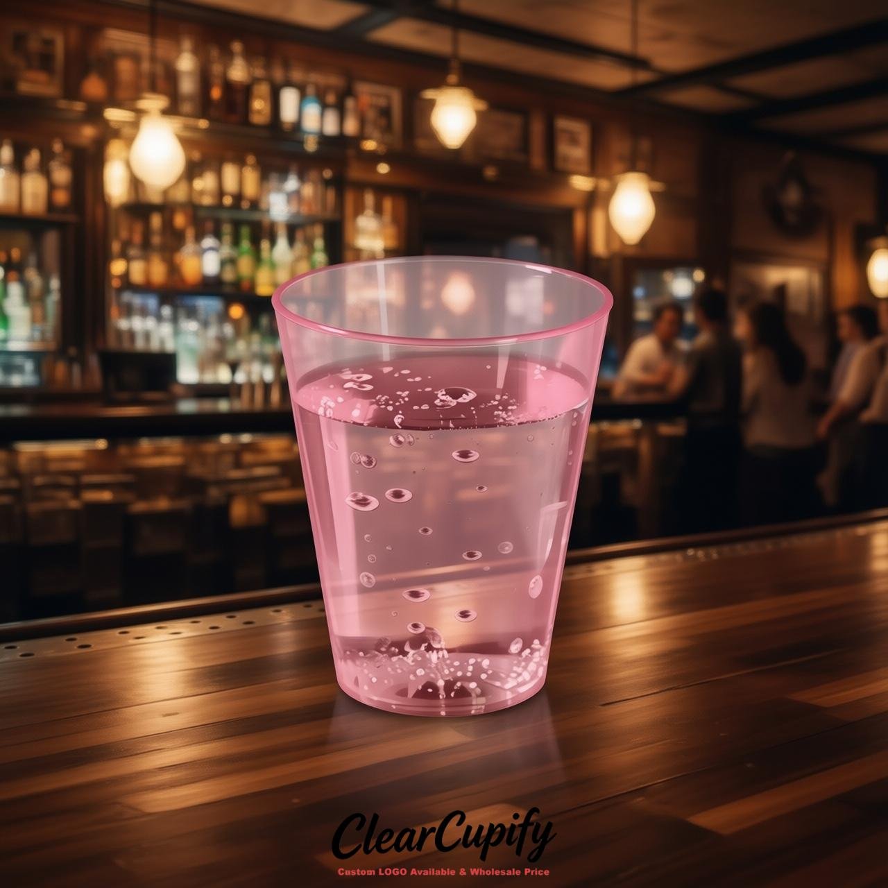 Pink Clear Plastic Shot Glasses - 1.5oz & 2oz (45ml & 60ml)