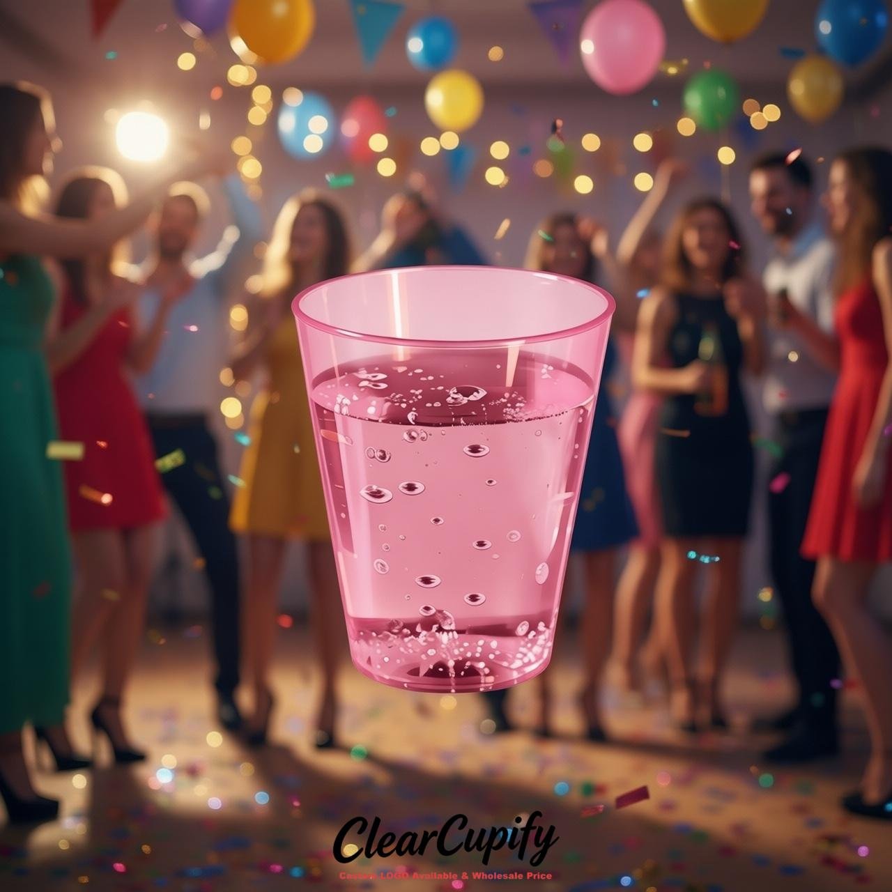 Pink Clear Plastic Shot Glasses - 1.5oz & 2oz (45ml & 60ml)