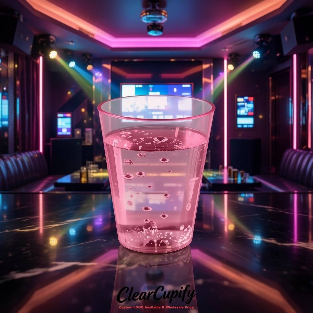Pink Clear Plastic Shot Glasses - 1.5oz & 2oz (45ml & 60ml)
