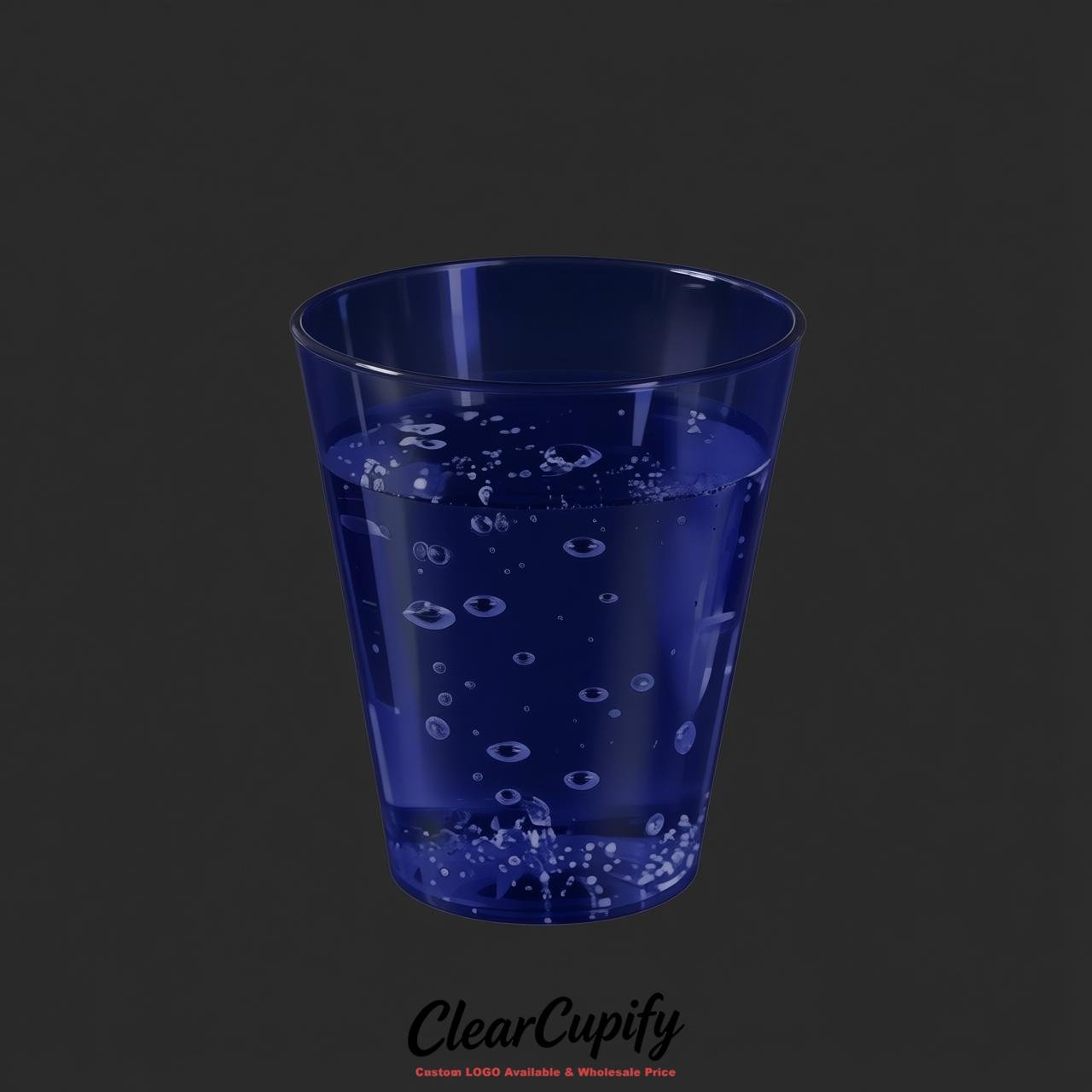 Prussian Blue Clear Plastic Shot Glasses - 1.5oz & 2oz (45ml & 60ml)