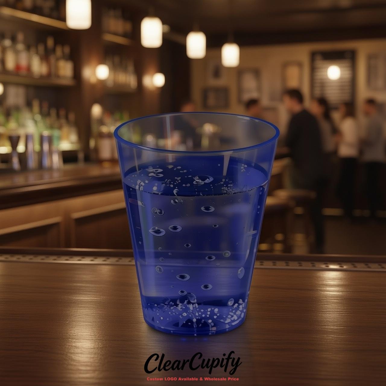 Prussian Blue Clear Plastic Shot Glasses - 1.5oz & 2oz (45ml & 60ml)