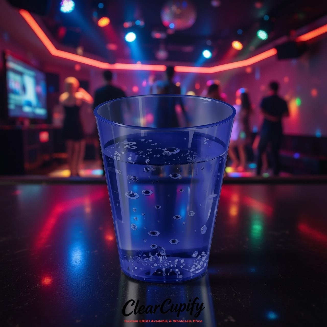 Prussian Blue Clear Plastic Shot Glasses - 1.5oz & 2oz (45ml & 60ml)