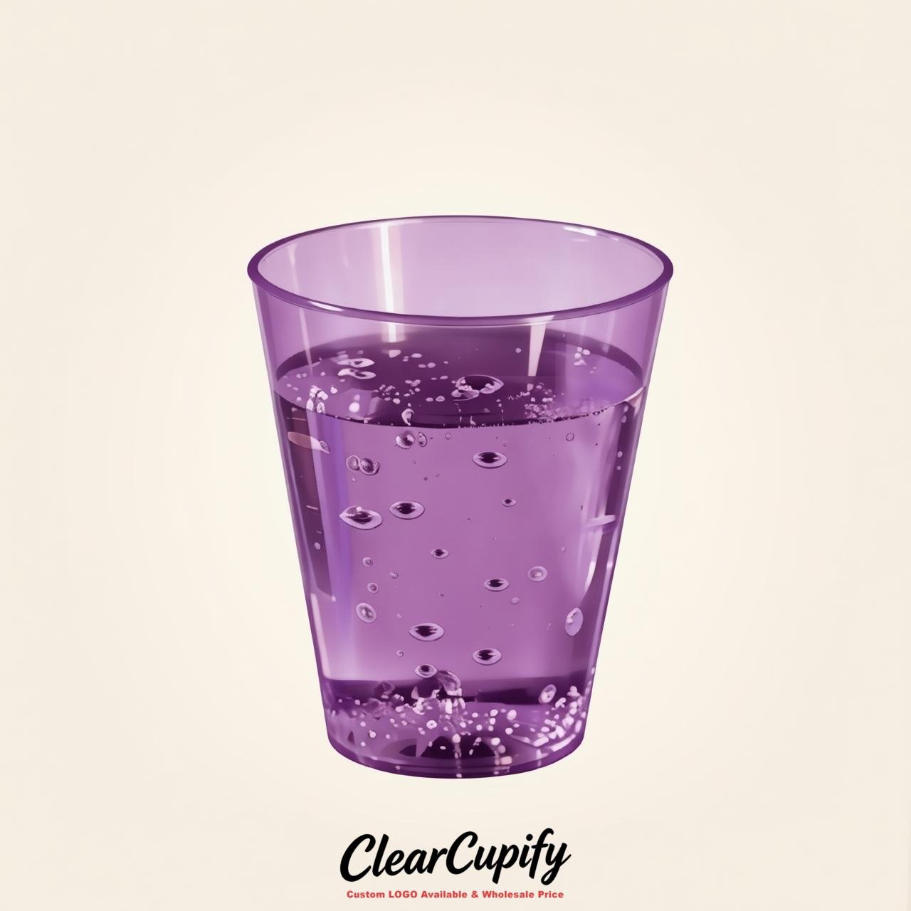 Purple Clear Plastic Shot Glasses - 1.5oz & 2oz (45ml & 60ml)
