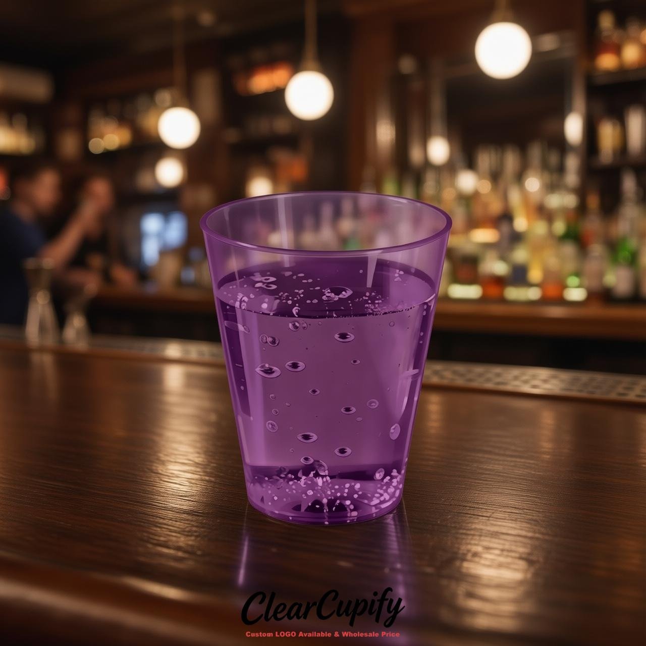 Purple Clear Plastic Shot Glasses - 1.5oz & 2oz (45ml & 60ml)