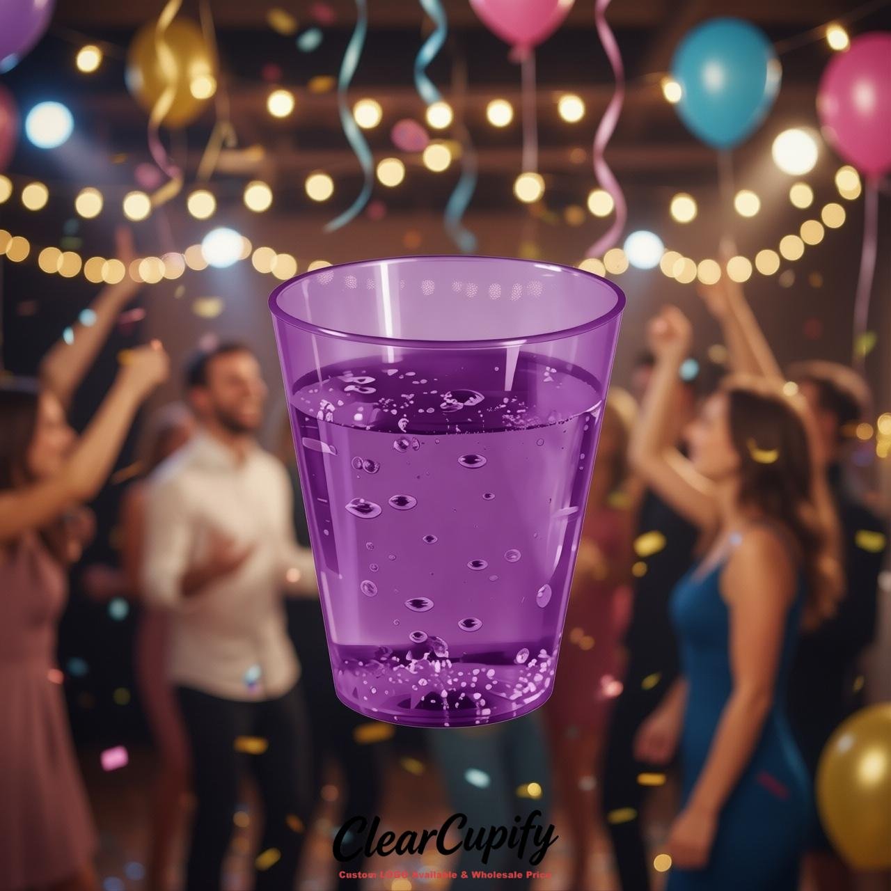 Purple Clear Plastic Shot Glasses - 1.5oz & 2oz (45ml & 60ml)