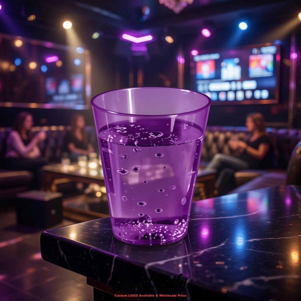Purple Clear Plastic Shot Glasses - 1.5oz & 2oz (45ml & 60ml)