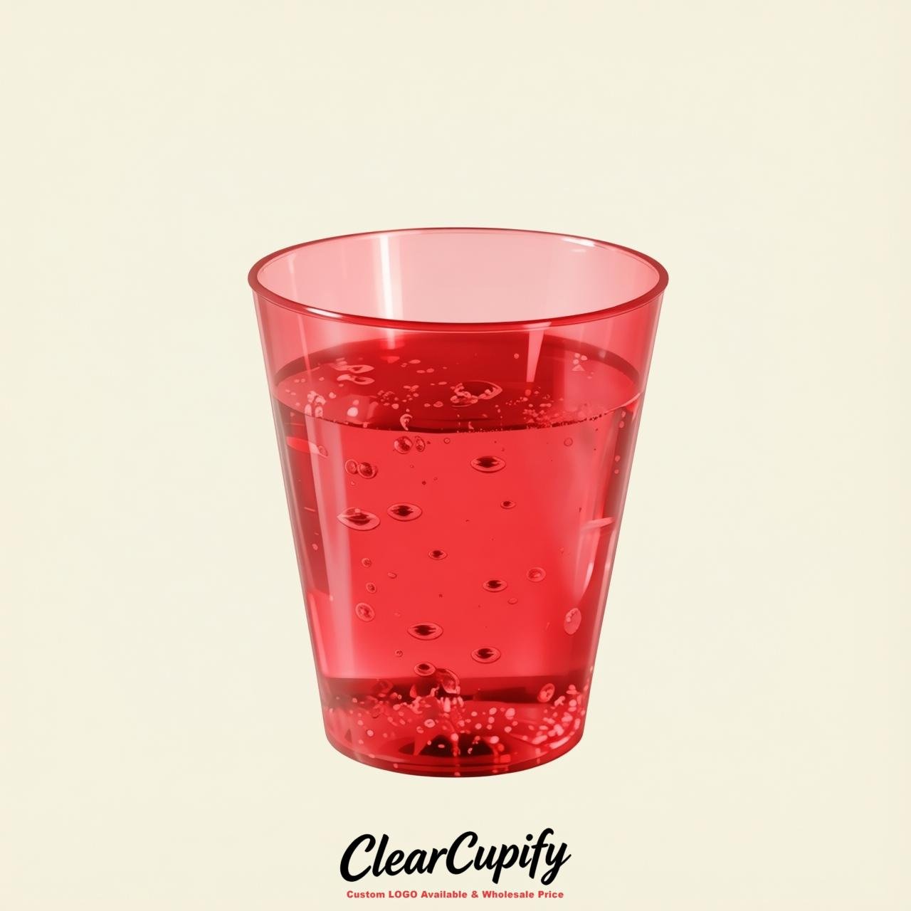 Red Clear Plastic Shot Glasses - 1.5oz & 2oz (45ml & 60ml)