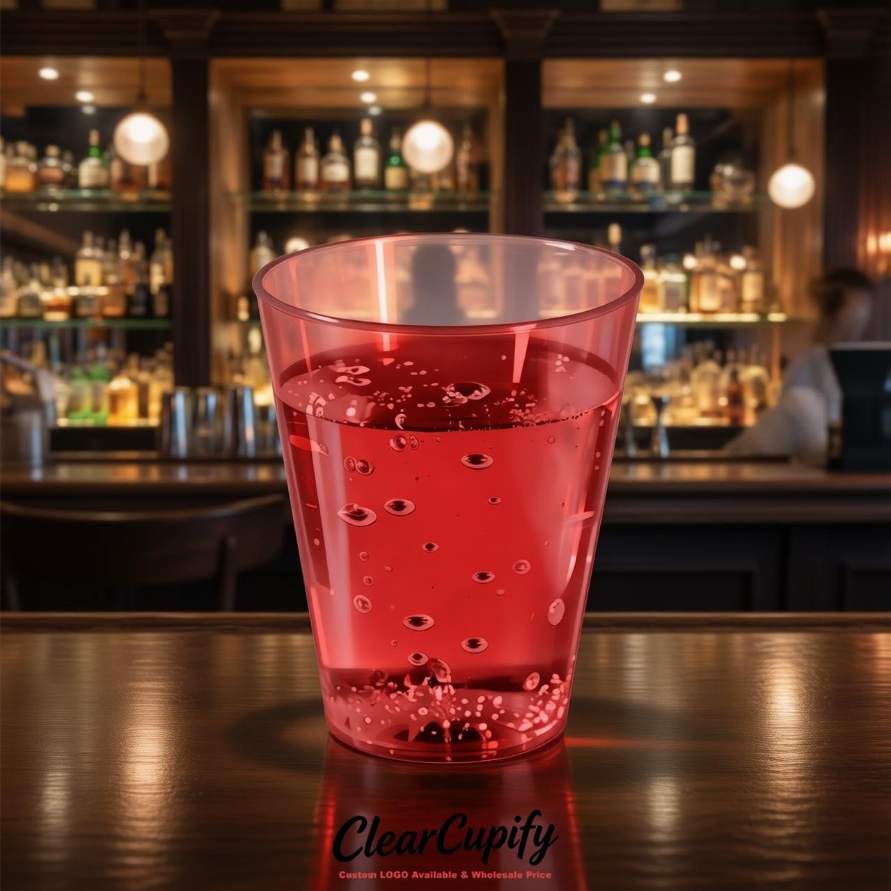 Red Clear Plastic Shot Glasses - 1.5oz & 2oz (45ml & 60ml)