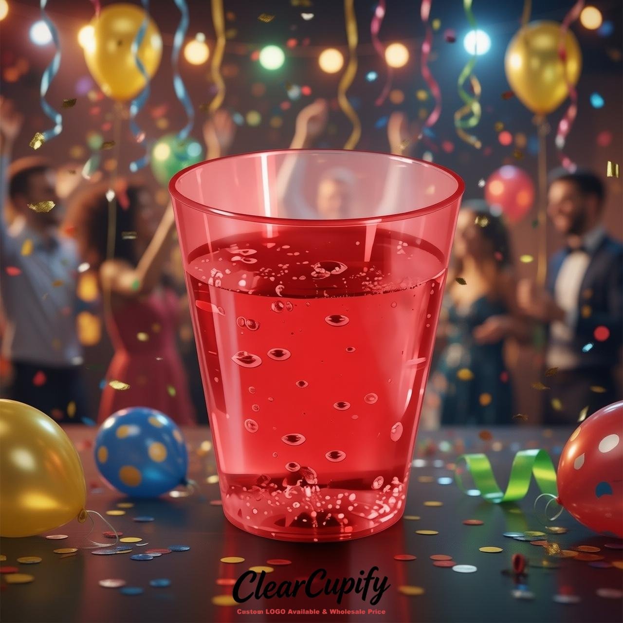 Red Clear Plastic Shot Glasses - 1.5oz & 2oz (45ml & 60ml)