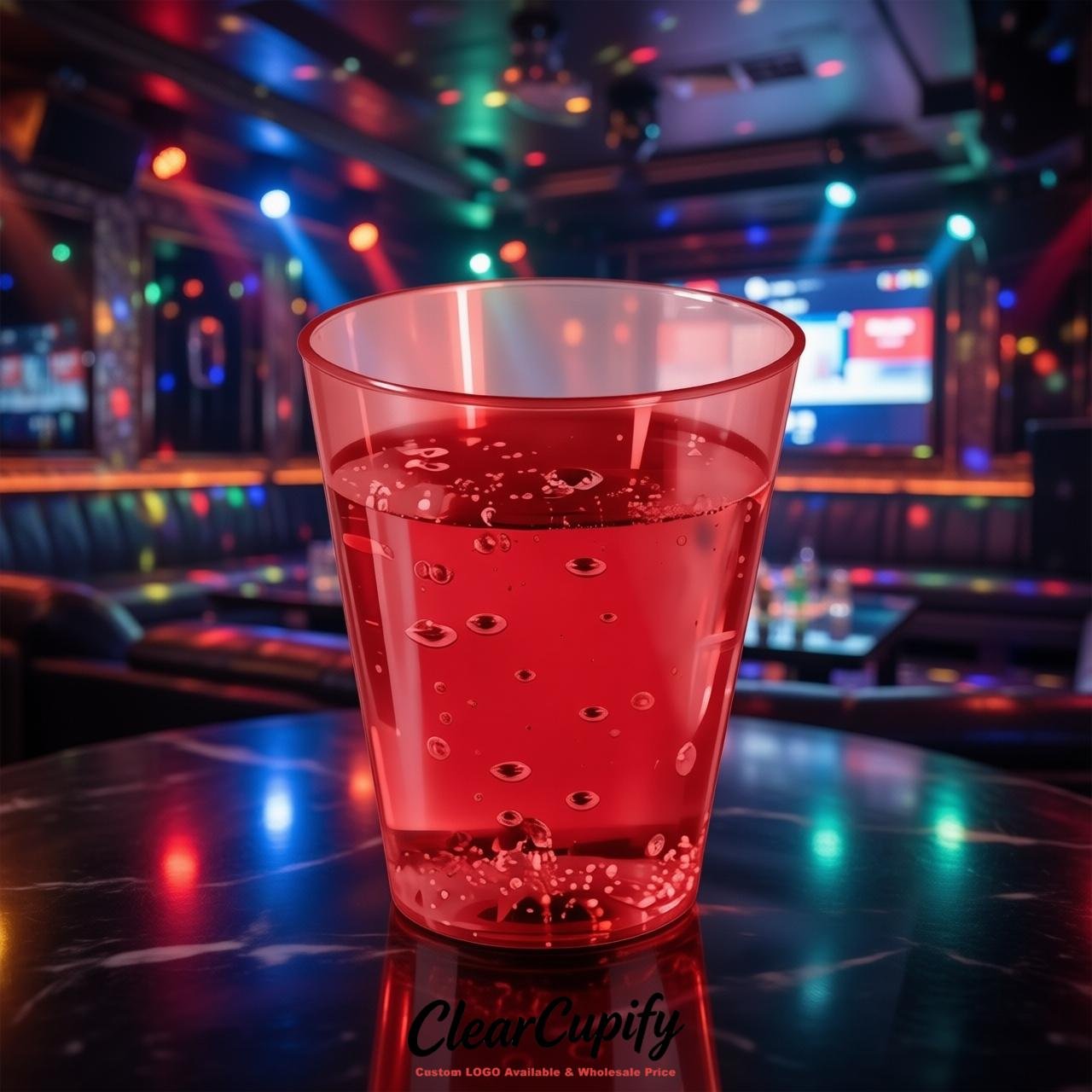 Red Clear Plastic Shot Glasses - 1.5oz & 2oz (45ml & 60ml)