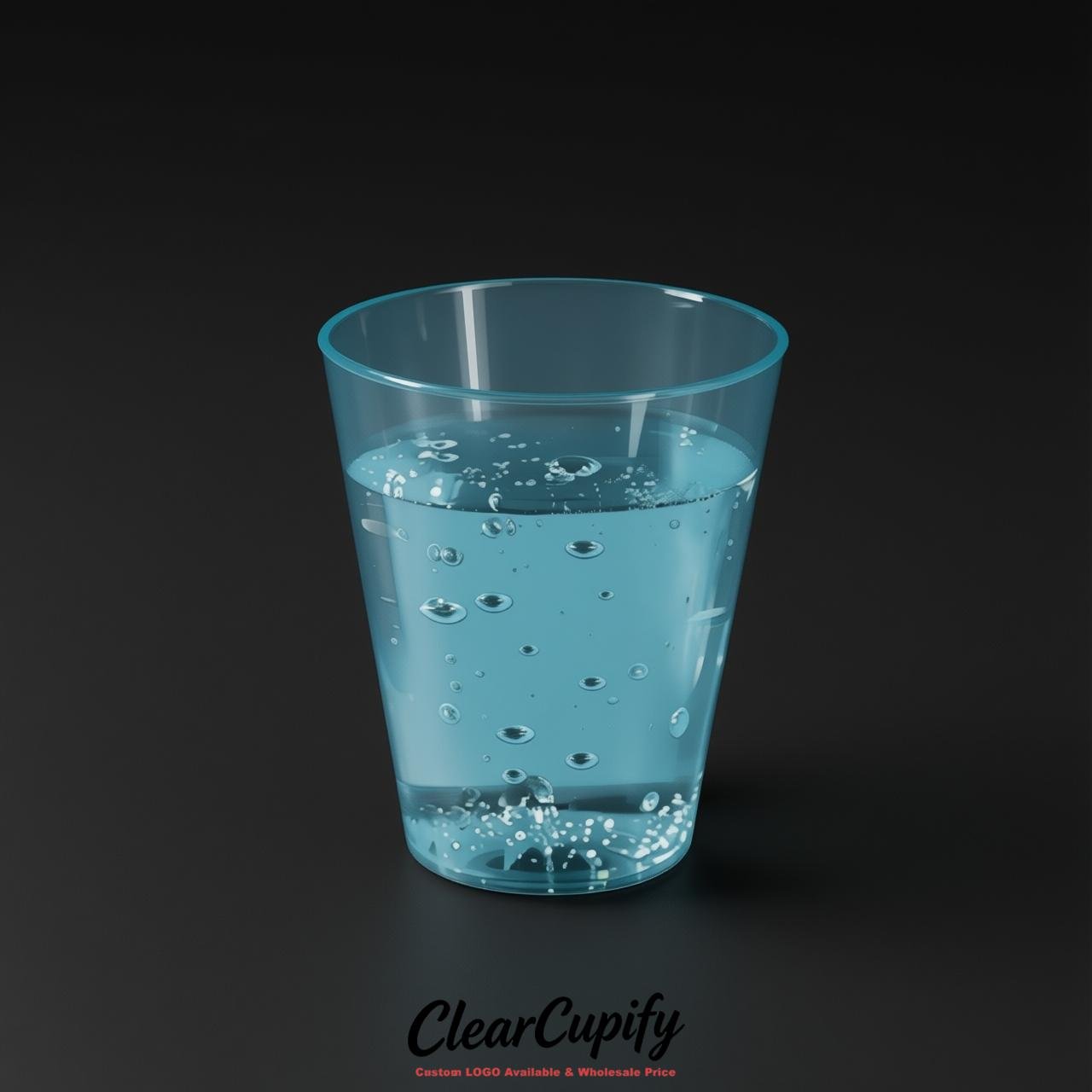 Robin Egg Blue Clear Plastic Shot Glasses - 1.5oz & 2oz (45ml & 60ml)