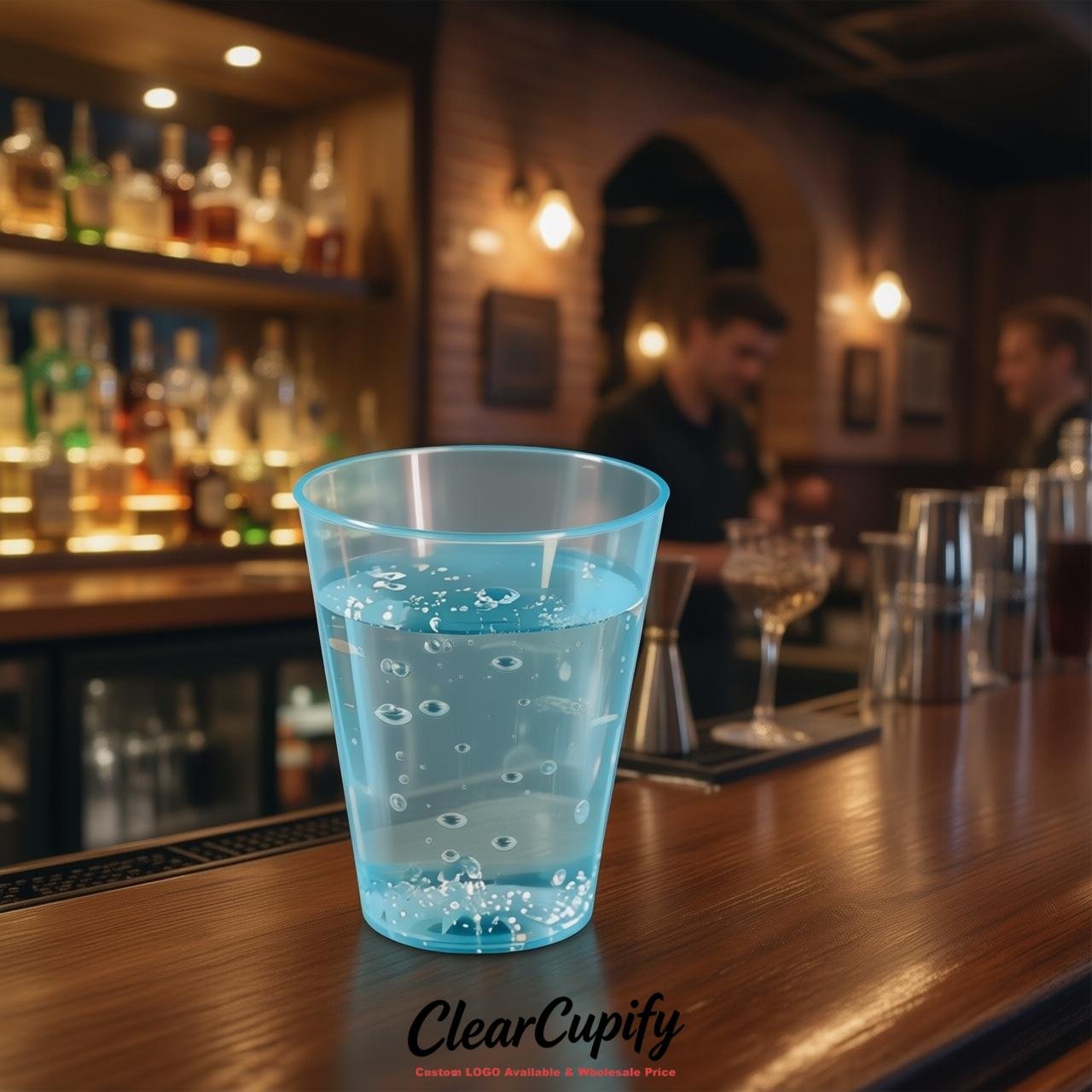 Robin Egg Blue Clear Plastic Shot Glasses - 1.5oz & 2oz (45ml & 60ml)