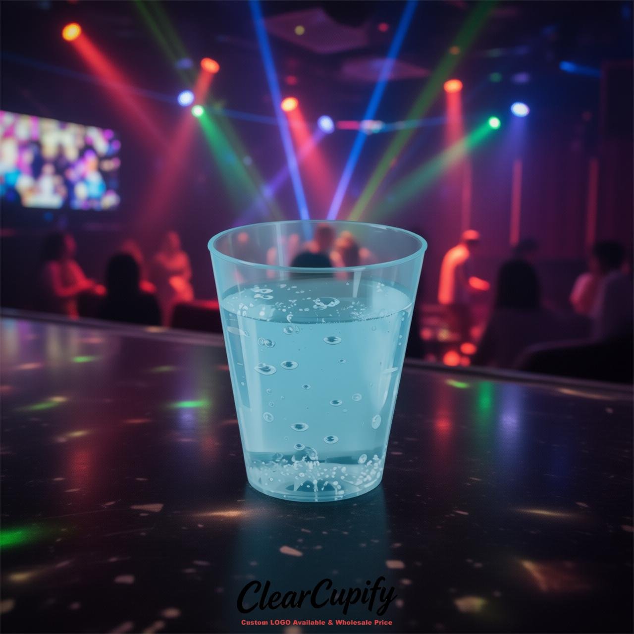 Robin Egg Blue Clear Plastic Shot Glasses - 1.5oz & 2oz (45ml & 60ml)