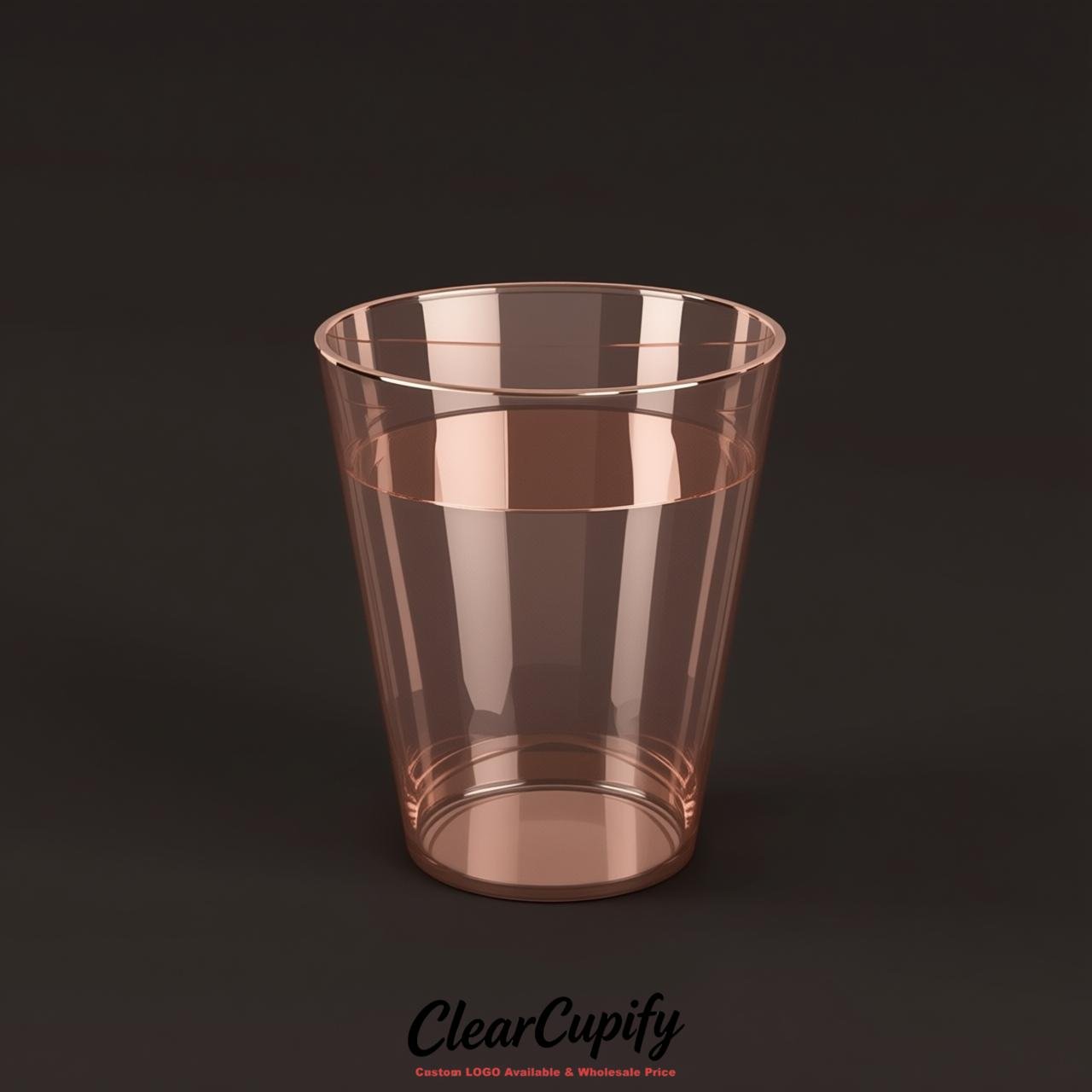 Rose Gold Clear Plastic Shot Glasses - 1.5oz & 2oz (45ml & 60ml)