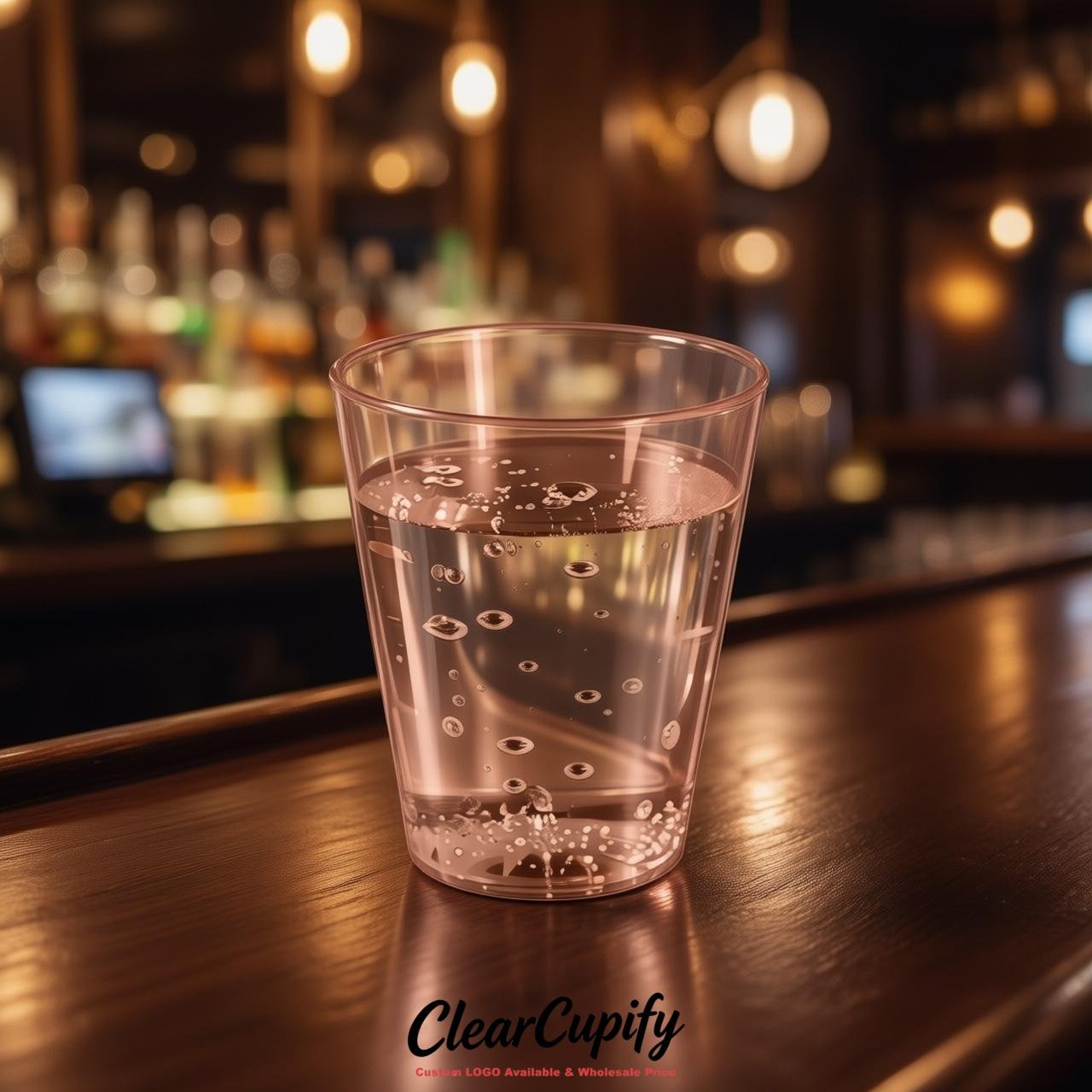 Rose Gold Clear Plastic Shot Glasses - 1.5oz & 2oz (45ml & 60ml)