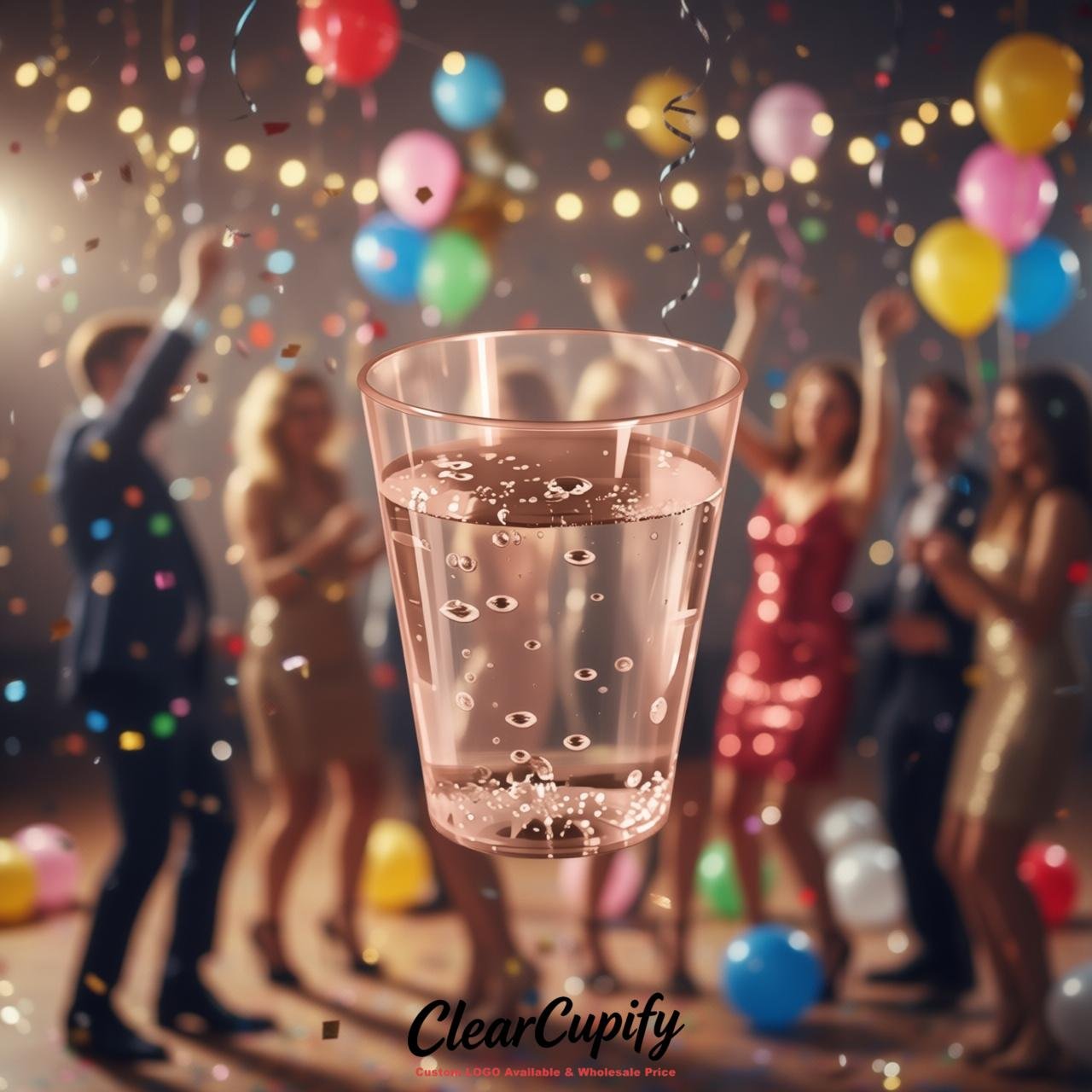 Rose Gold Clear Plastic Shot Glasses - 1.5oz & 2oz (45ml & 60ml)