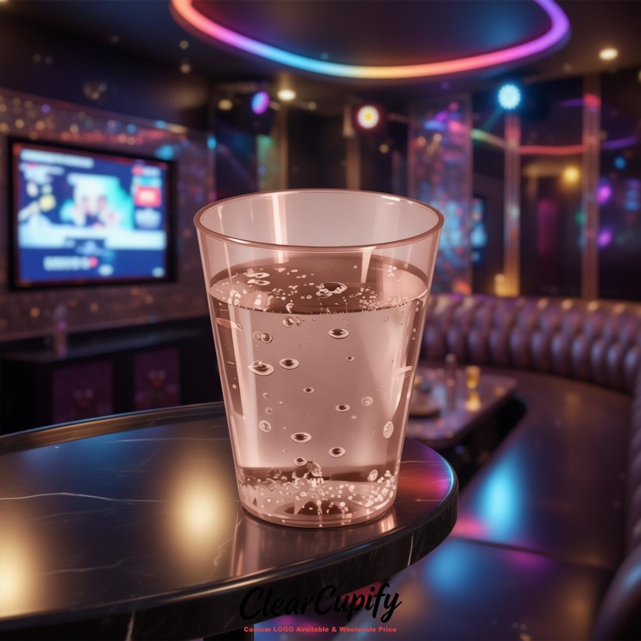 Rose Gold Clear Plastic Shot Glasses - 1.5oz & 2oz (45ml & 60ml)
