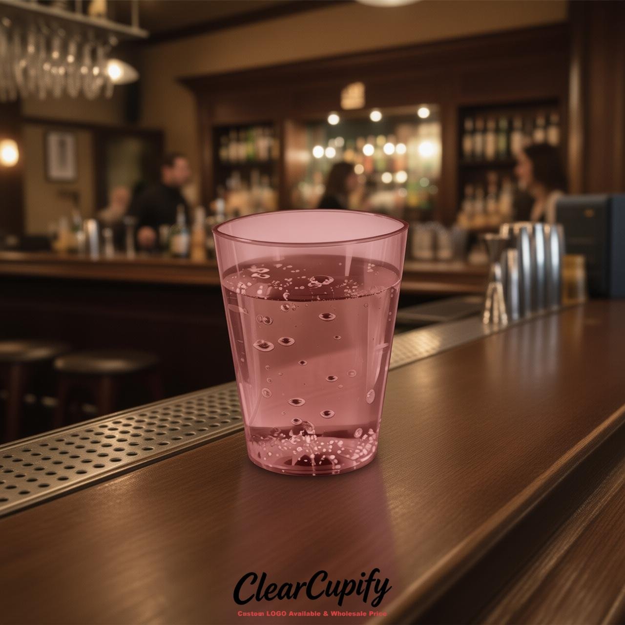 Rose Pink Clear Plastic Shot Glasses - 1.5oz & 2oz (45ml & 60ml)