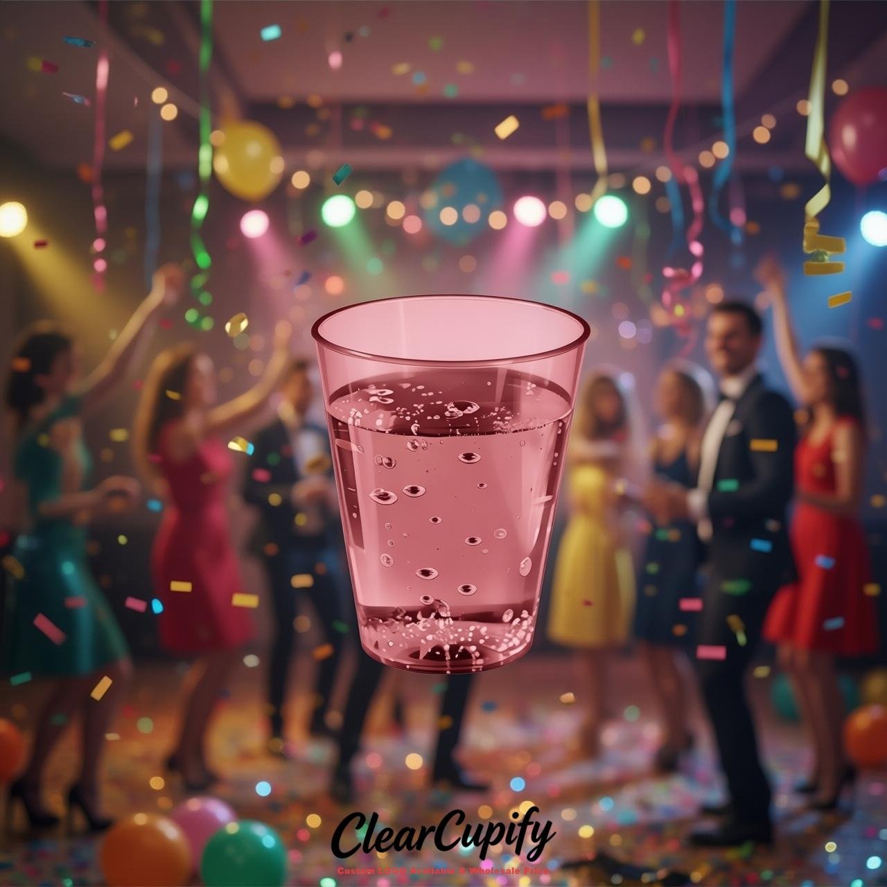 Rose Pink Clear Plastic Shot Glasses - 1.5oz & 2oz (45ml & 60ml)