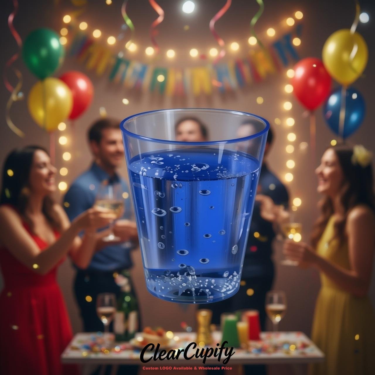 Royal Blue Clear Plastic Shot Glasses - 1.5oz & 2oz (45ml & 60ml)