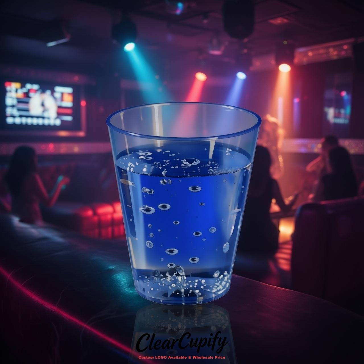 Royal Blue Clear Plastic Shot Glasses - 1.5oz & 2oz (45ml & 60ml)