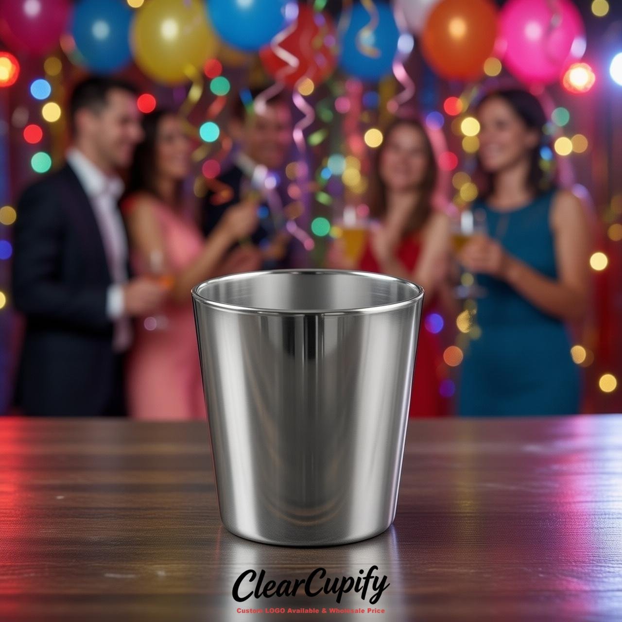 Silver Clear Plastic Shot Glasses - 1.5oz & 2oz (45ml & 60ml)