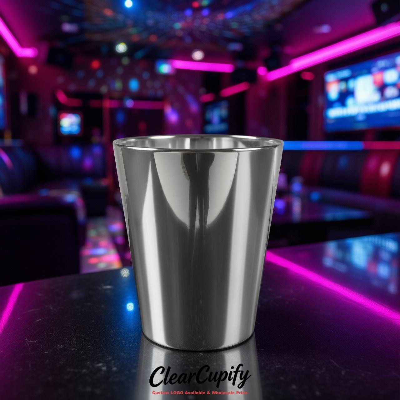 Silver Clear Plastic Shot Glasses - 1.5oz & 2oz (45ml & 60ml)