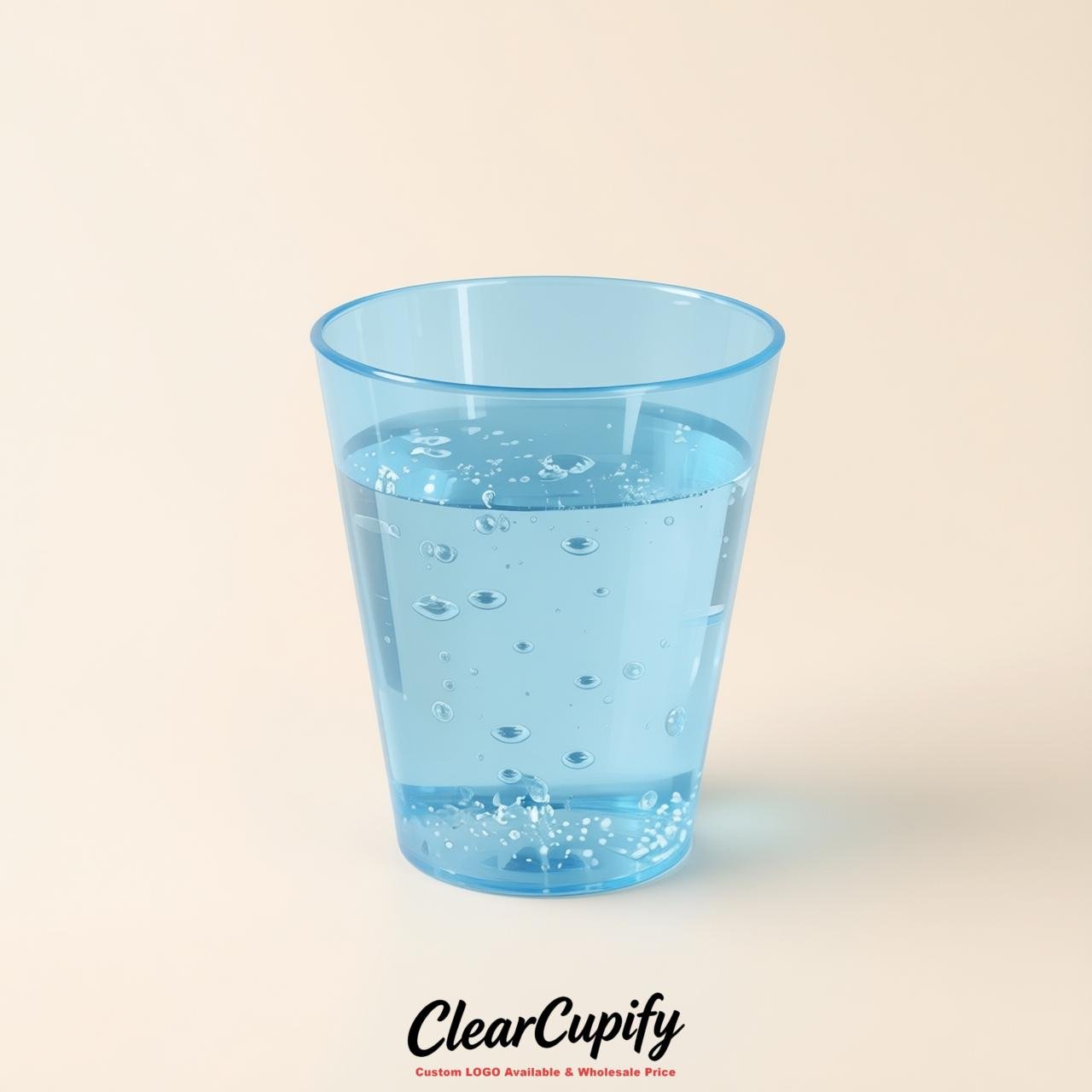 Sky Blue Clear Plastic Shot Glasses - 1.5oz & 2oz (45ml & 60ml)