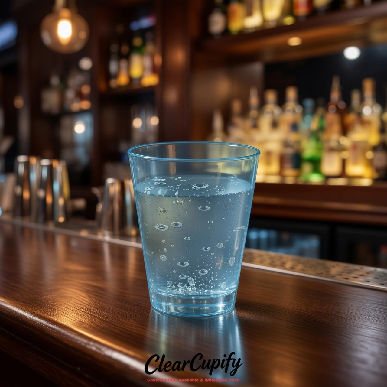 Sky Blue Clear Plastic Shot Glasses - 1.5oz & 2oz (45ml & 60ml)