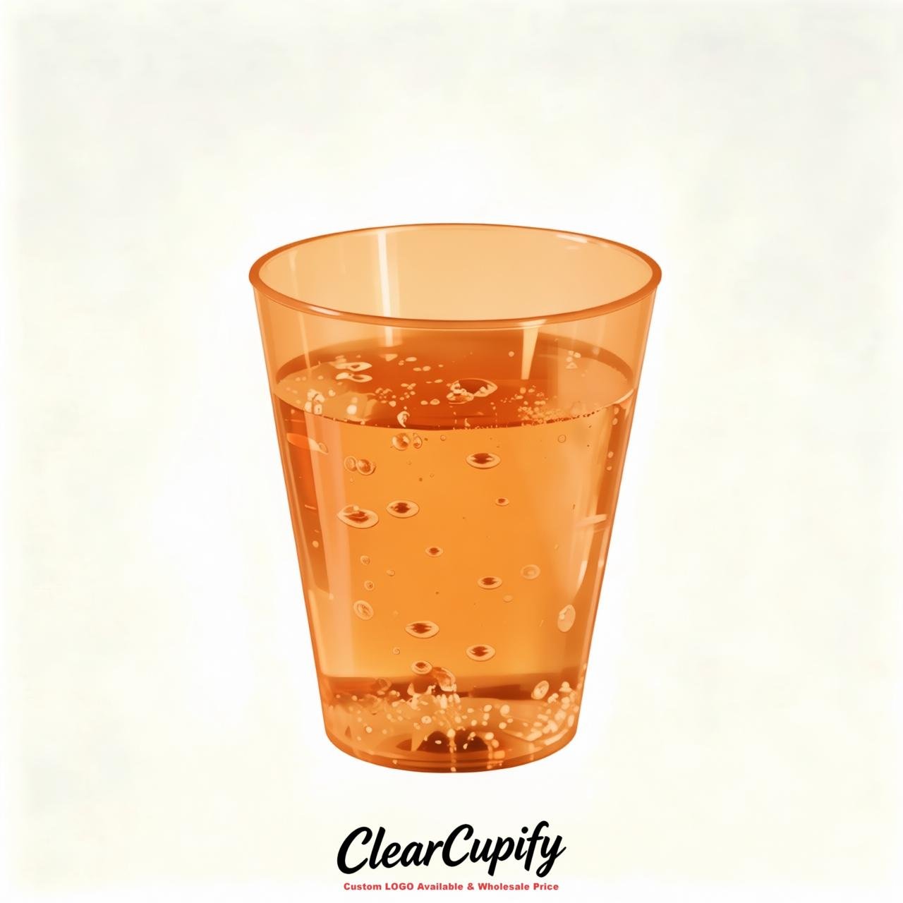 Tangerine Clear Plastic Shot Glasses - 1.5oz & 2oz (45ml & 60ml)