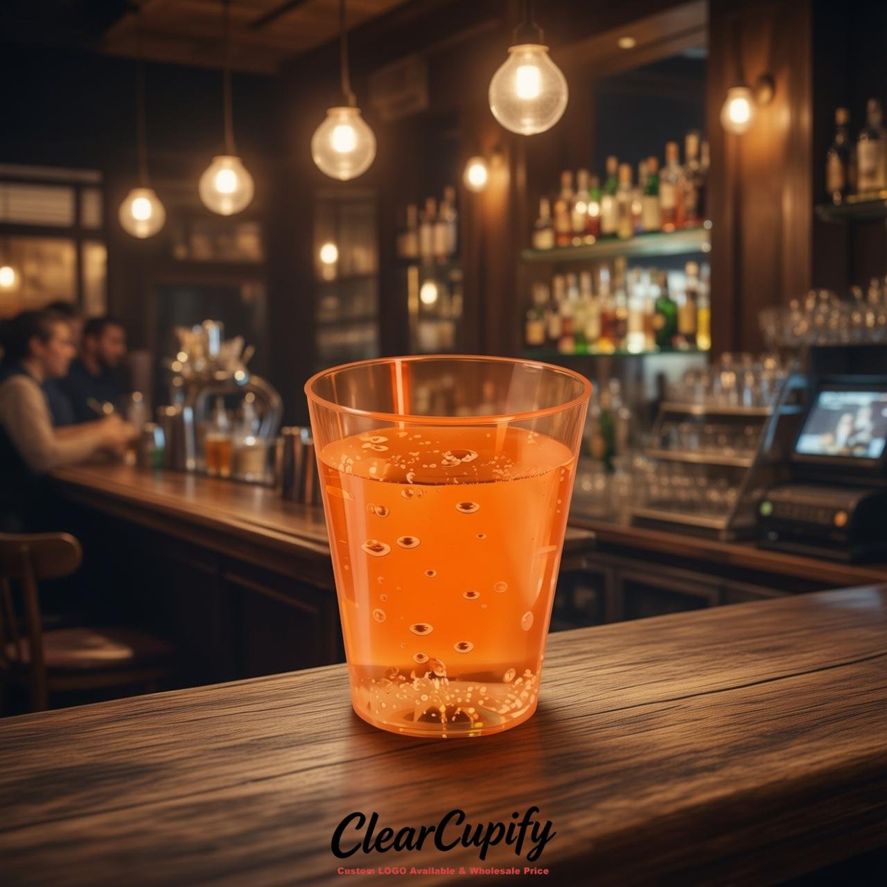 Tangerine Clear Plastic Shot Glasses - 1.5oz & 2oz (45ml & 60ml)